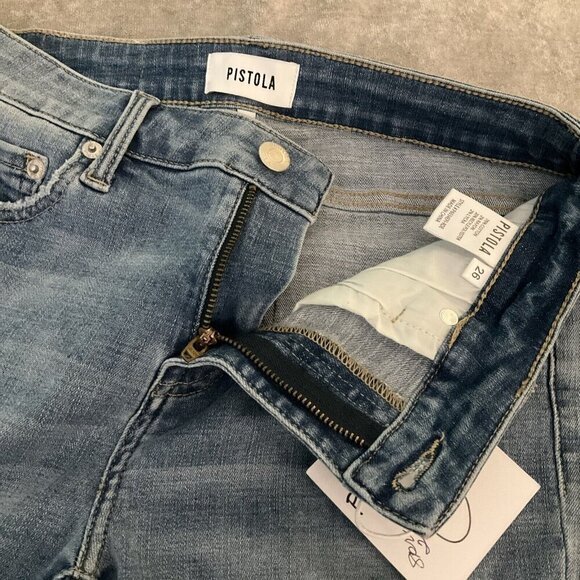 PISTOLA Audrey Raw Hem Distressed Denim Stretch Jeans Size 26 NWT Mid Rise - Picture 8 of 12